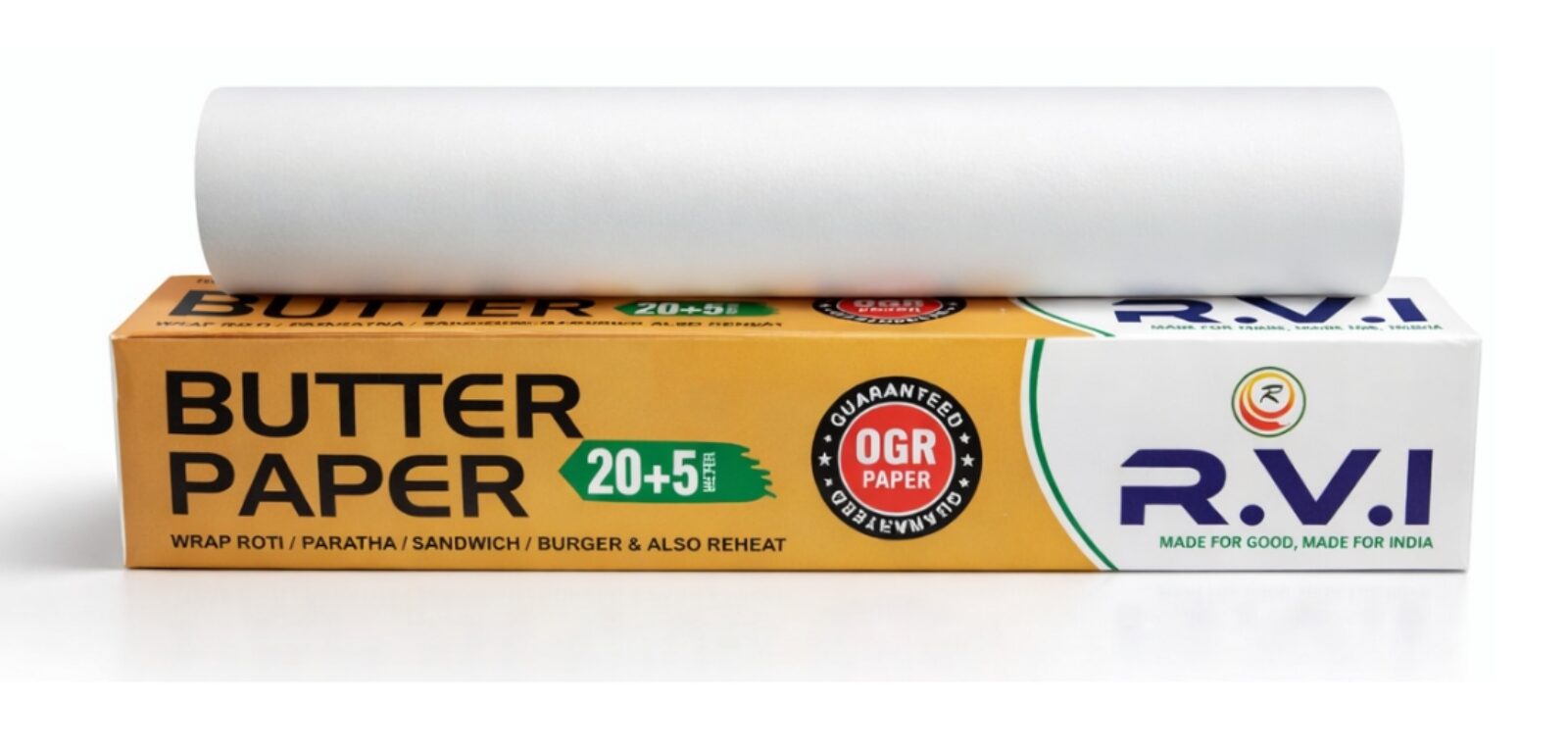 RVI Food Grade Butter Papers Rolls (Pack of 1) Eco-Friendly Butter Paper for Baking | Parchment Paper | Butter Paper Roll for Roti Wrap & Food Wrap | Non-Stick | Baking, Roasting
